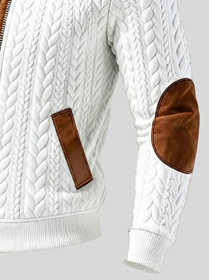 Faux Fur-Lined Cable Knit Jacket
