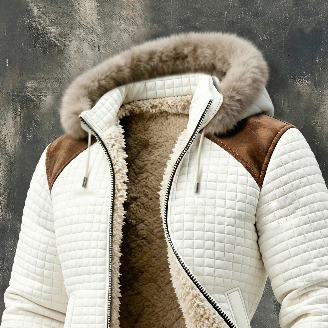 Cozy Quilted Sherpa-Lined Hooded Winter Coat