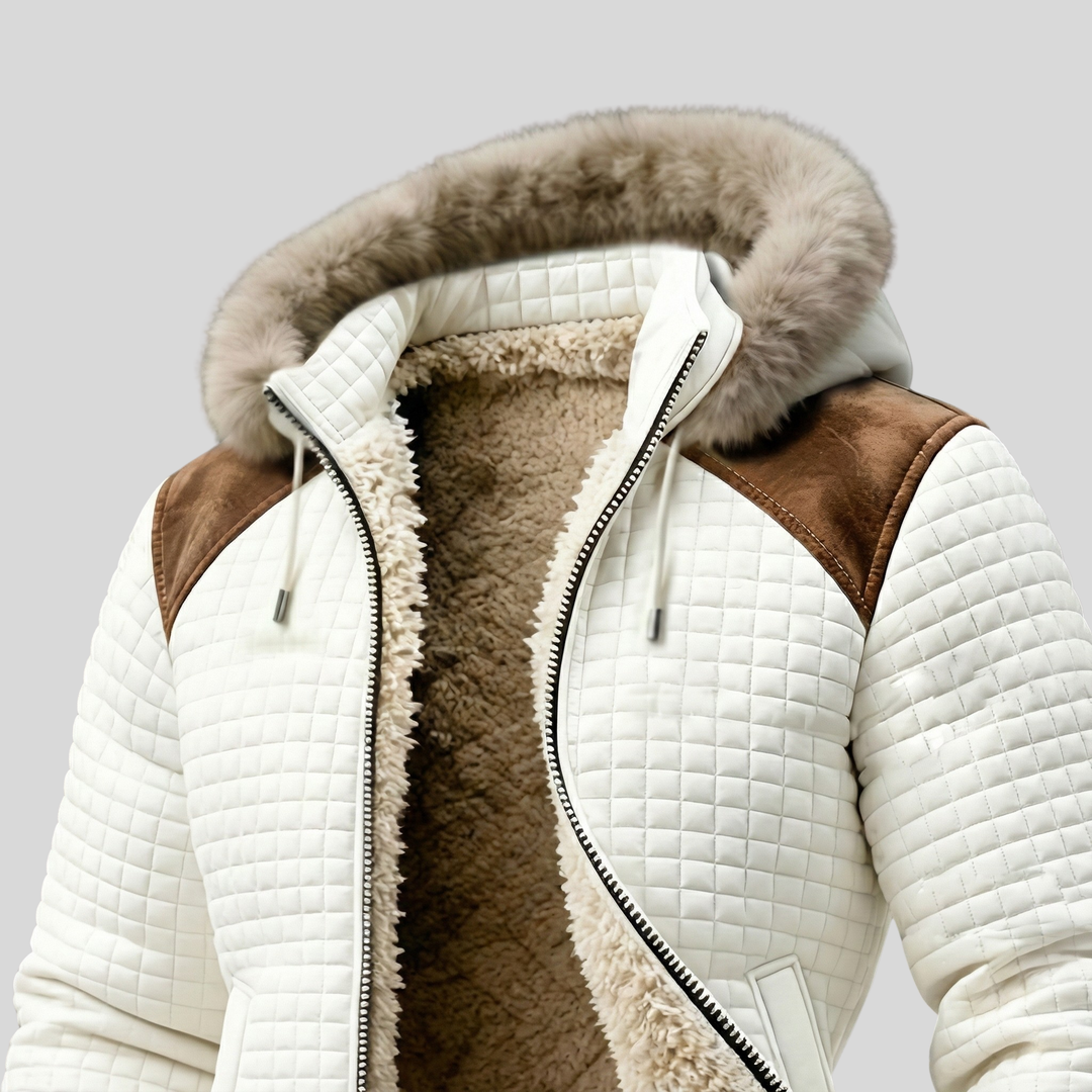 Cozy Quilted Sherpa-Lined Hooded Winter Coat