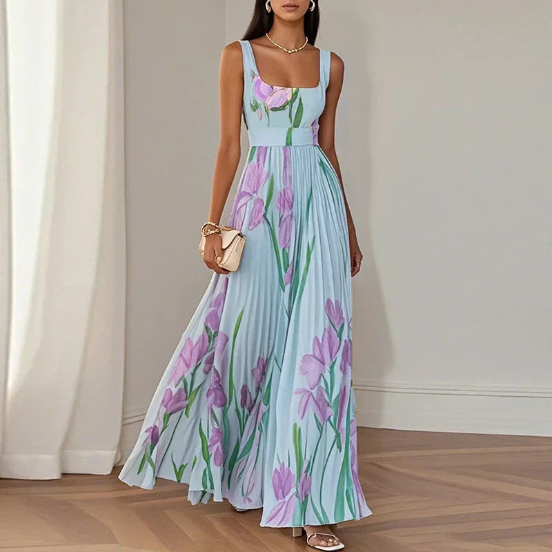 Araminta | Iris Floral Pleated Maxi Dress
