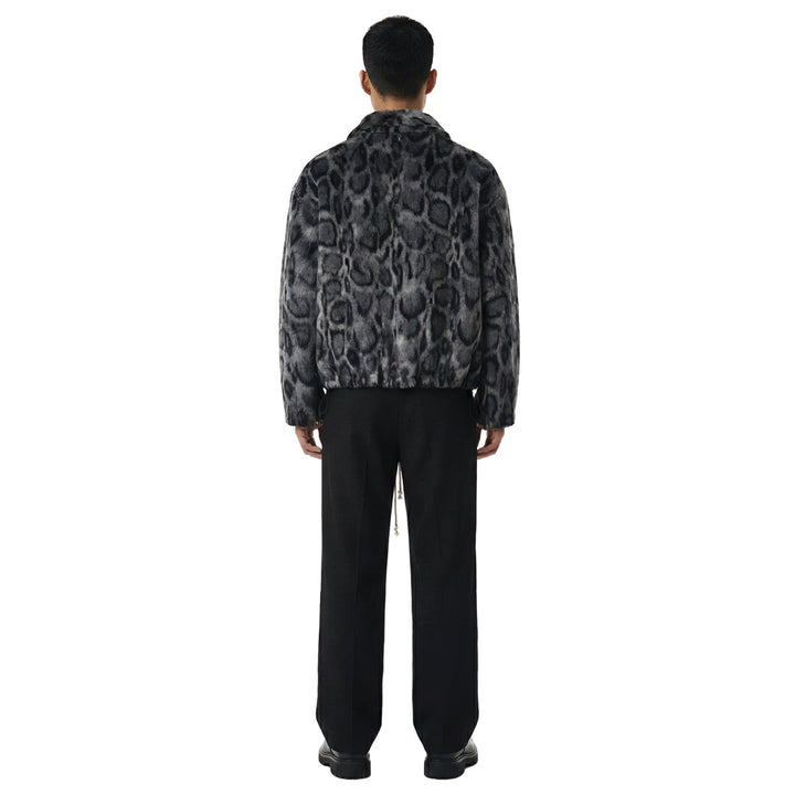 Textured Zip Jacket Leopard Style
