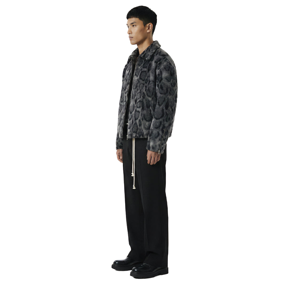 Textured Zip Jacket Leopard Style