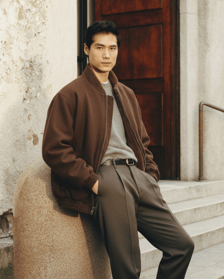 Milan Sherpa-Lined Bomber Coat