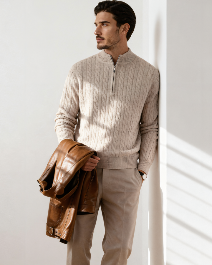 Cashmere Knit Half-Zip Sweater