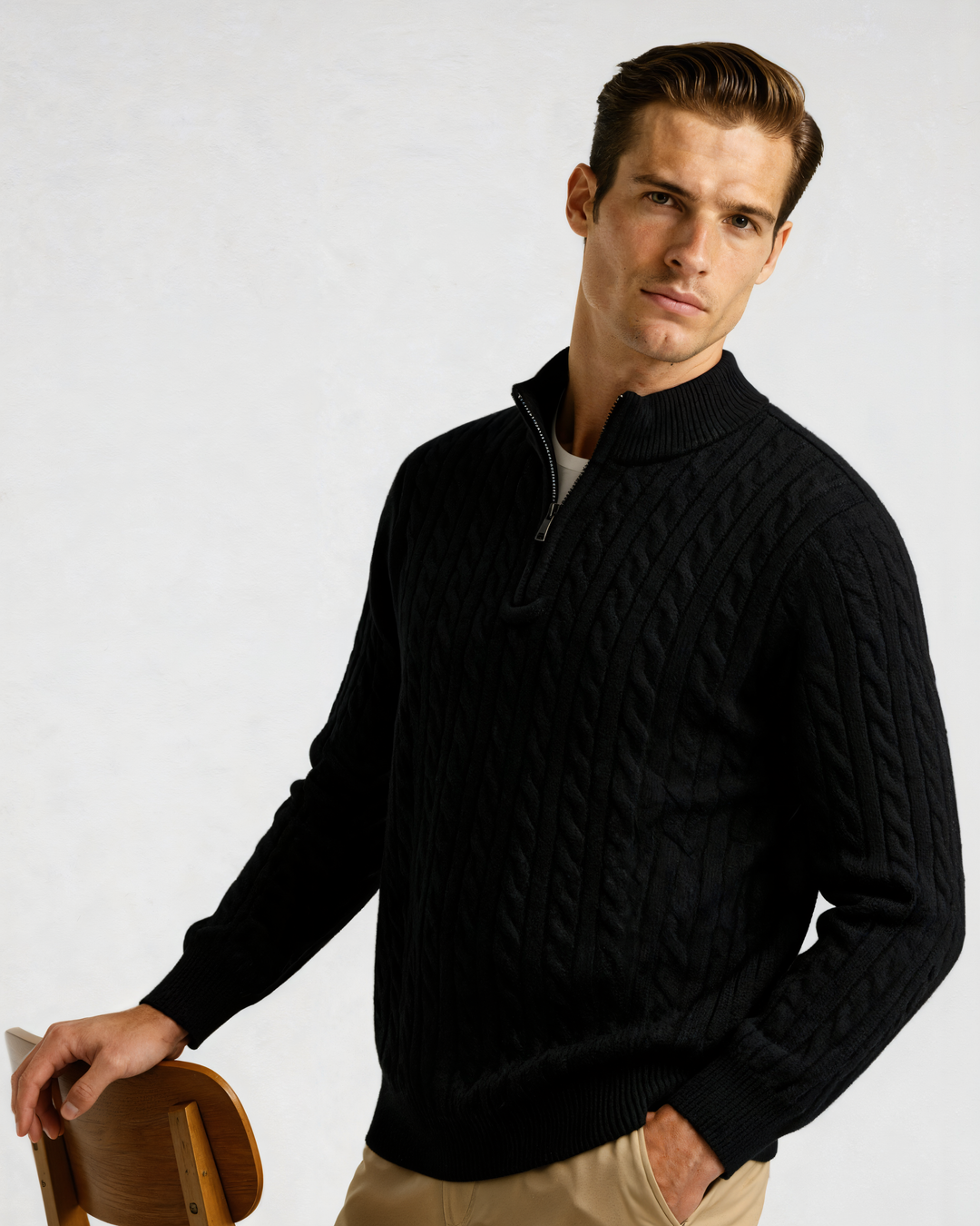 Cashmere Knit Half-Zip Sweater