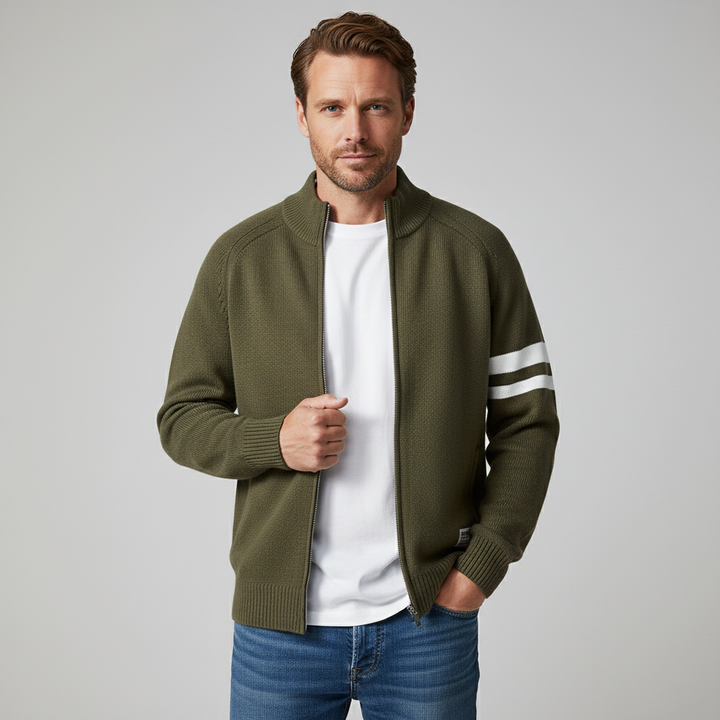Caleb Knitted Zip-Up Cardigan