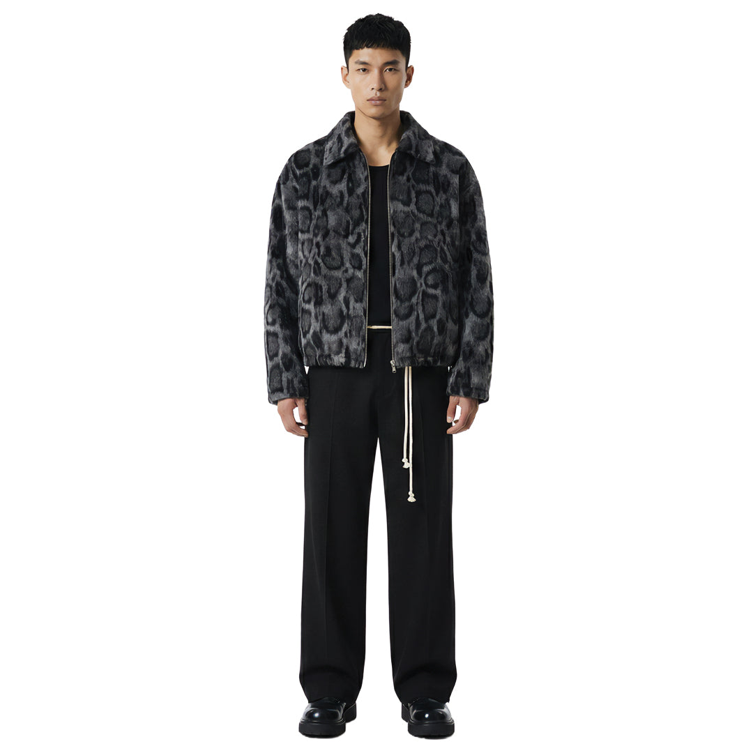 Textured Zip Jacket Leopard Style