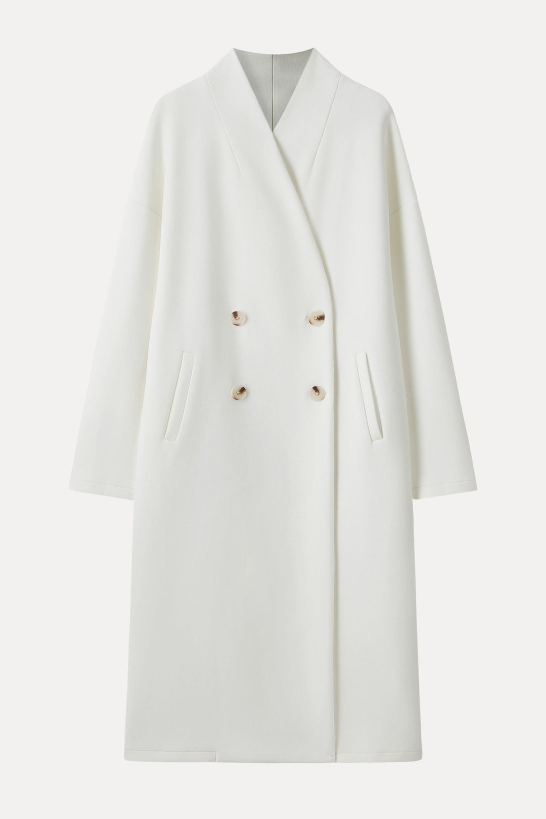 Double-breasted coat with standing collar