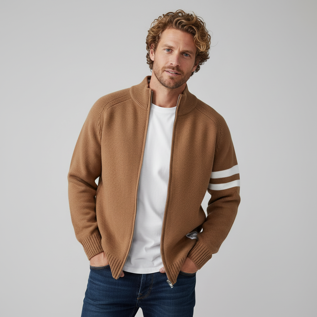 Caleb Knitted Zip-Up Cardigan