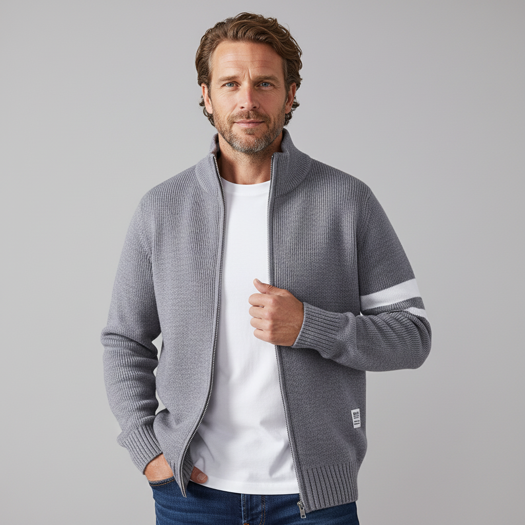 Caleb Knitted Zip-Up Cardigan