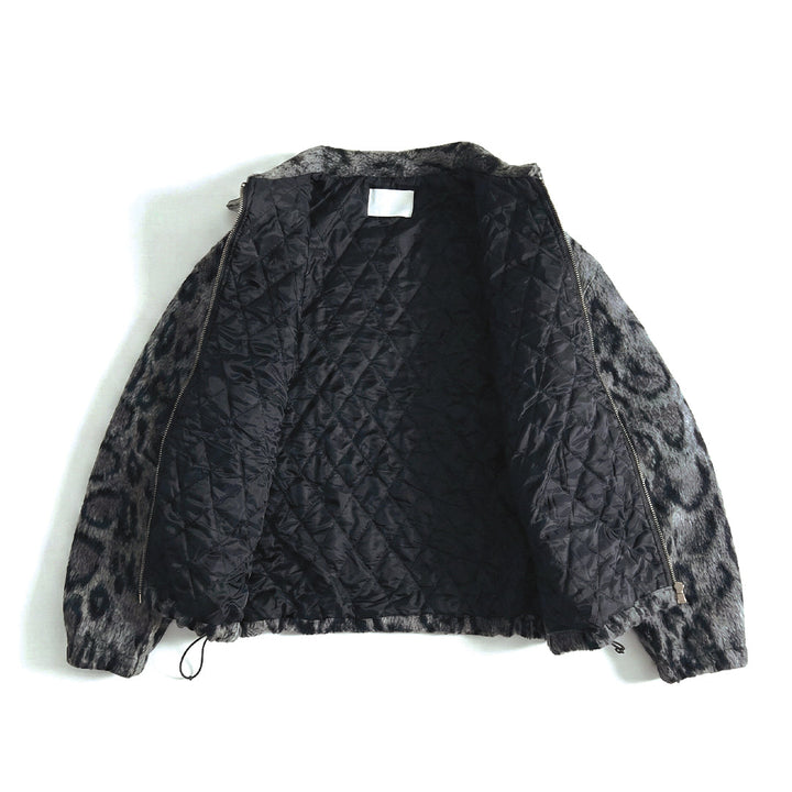 Textured Zip Jacket Leopard Style