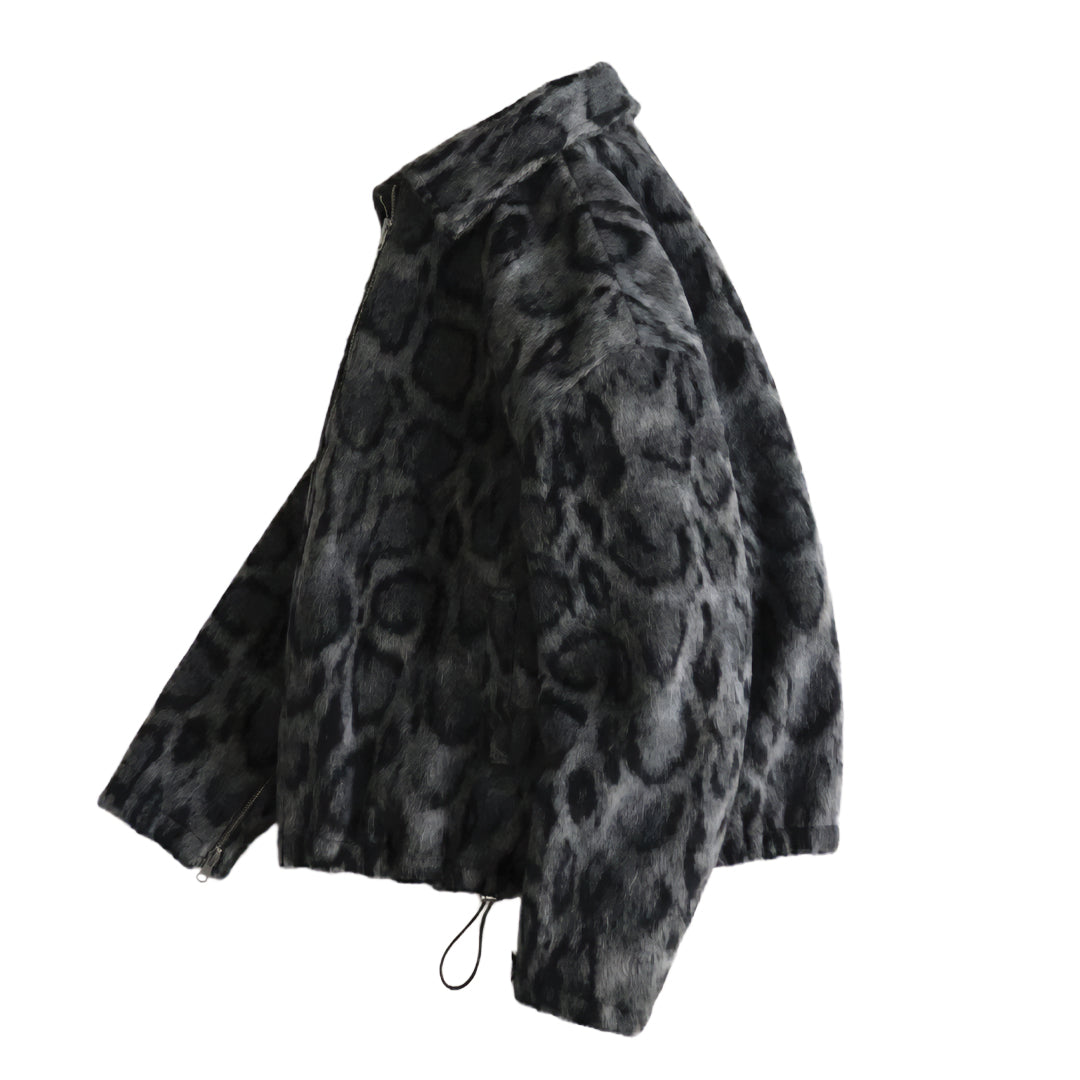 Textured Zip Jacket Leopard Style
