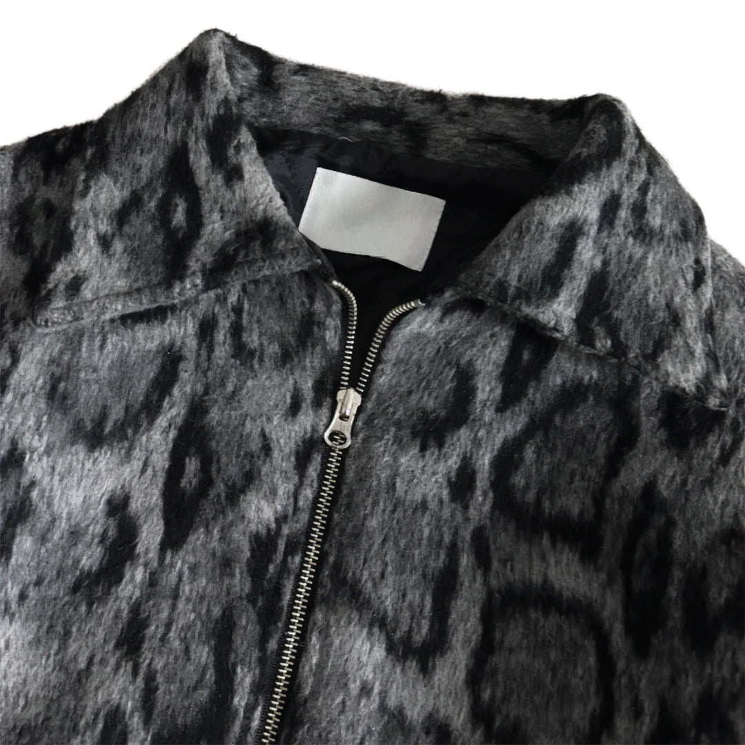 Textured Zip Jacket Leopard Style