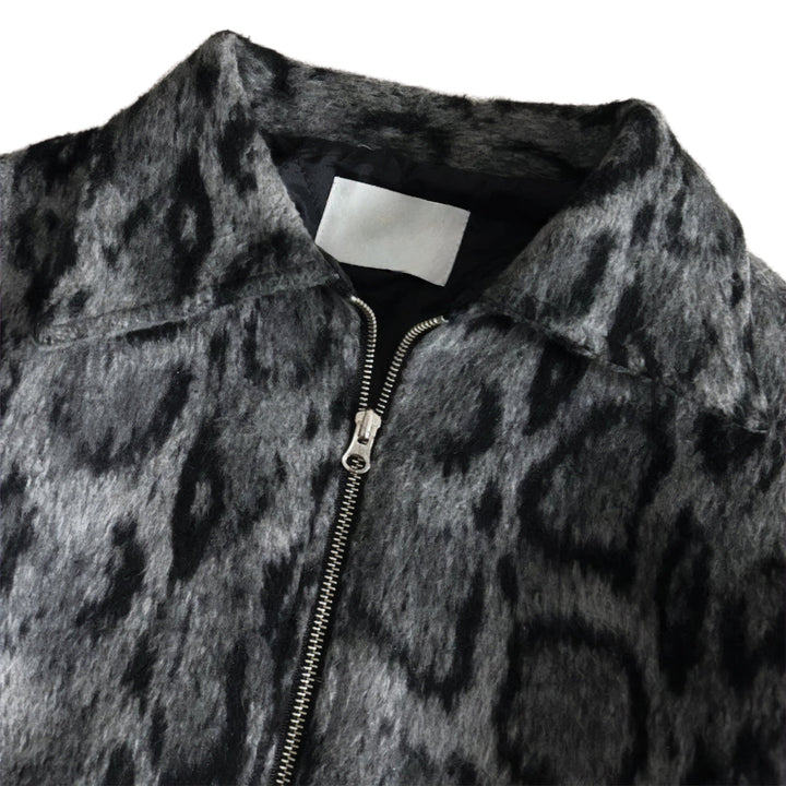 Textured Zip Jacket Leopard Style