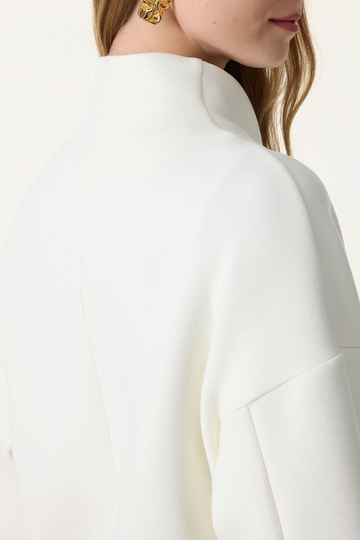 Double-breasted coat with standing collar