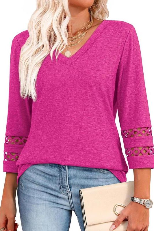 Top with Elegant Edge V-Neck