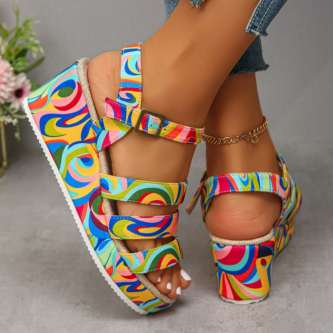 Luna | Elevated Retro Swirl Sandals