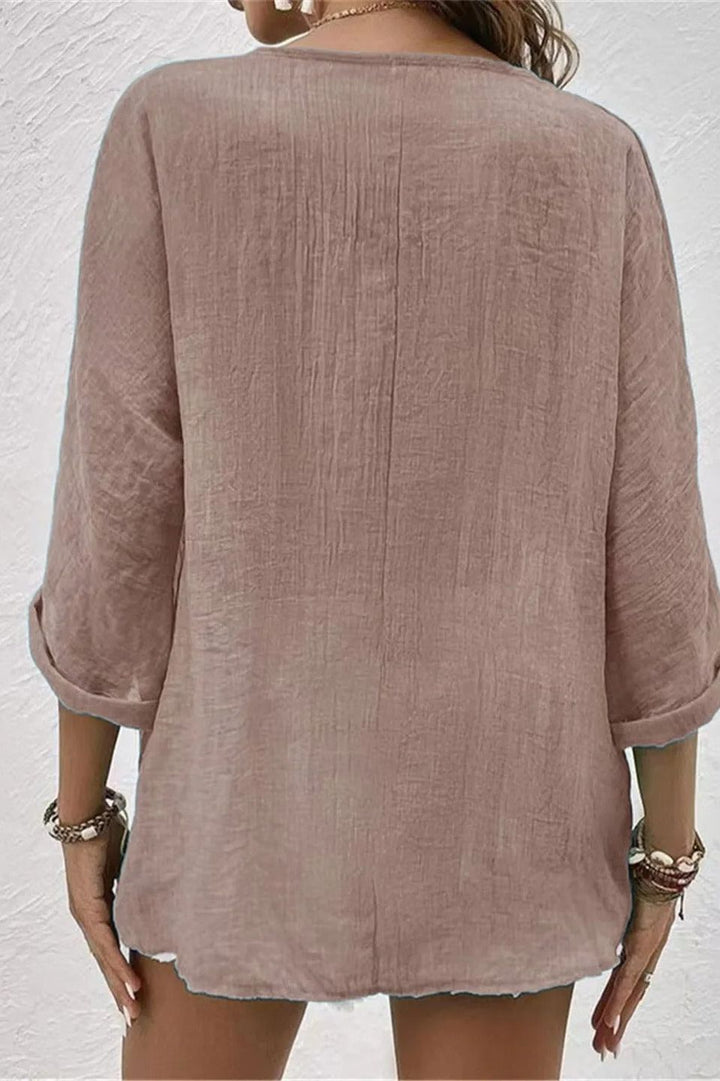 Coastal Breeze Button-Up Blouse