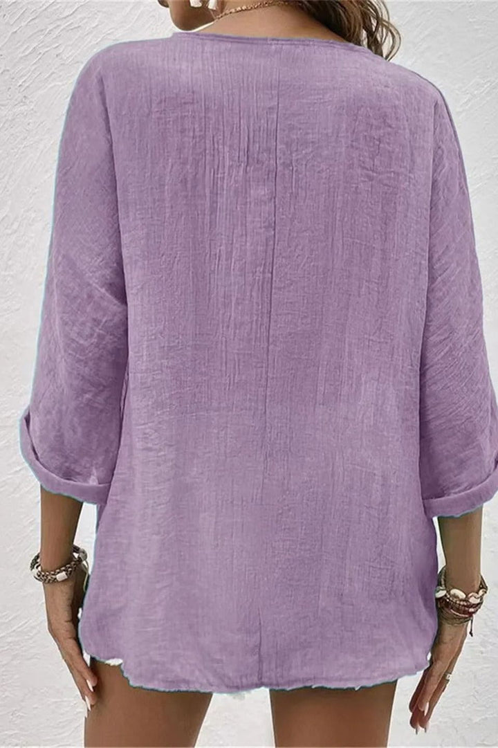 Coastal Breeze Button-Up Blouse