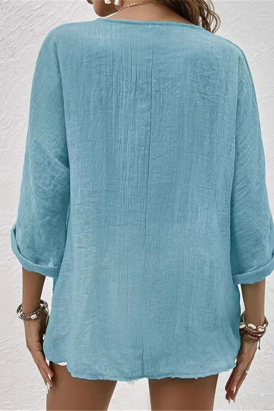 Coastal Breeze Button-Up Blouse