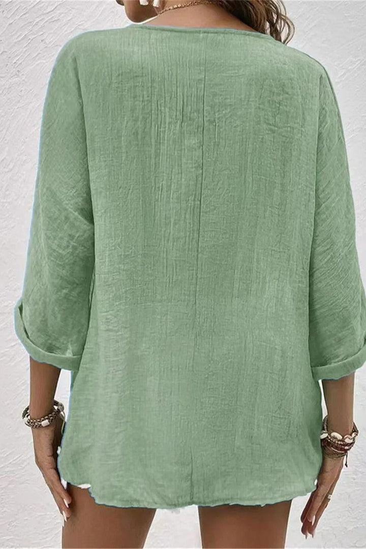 Coastal Breeze Button-Up Blouse