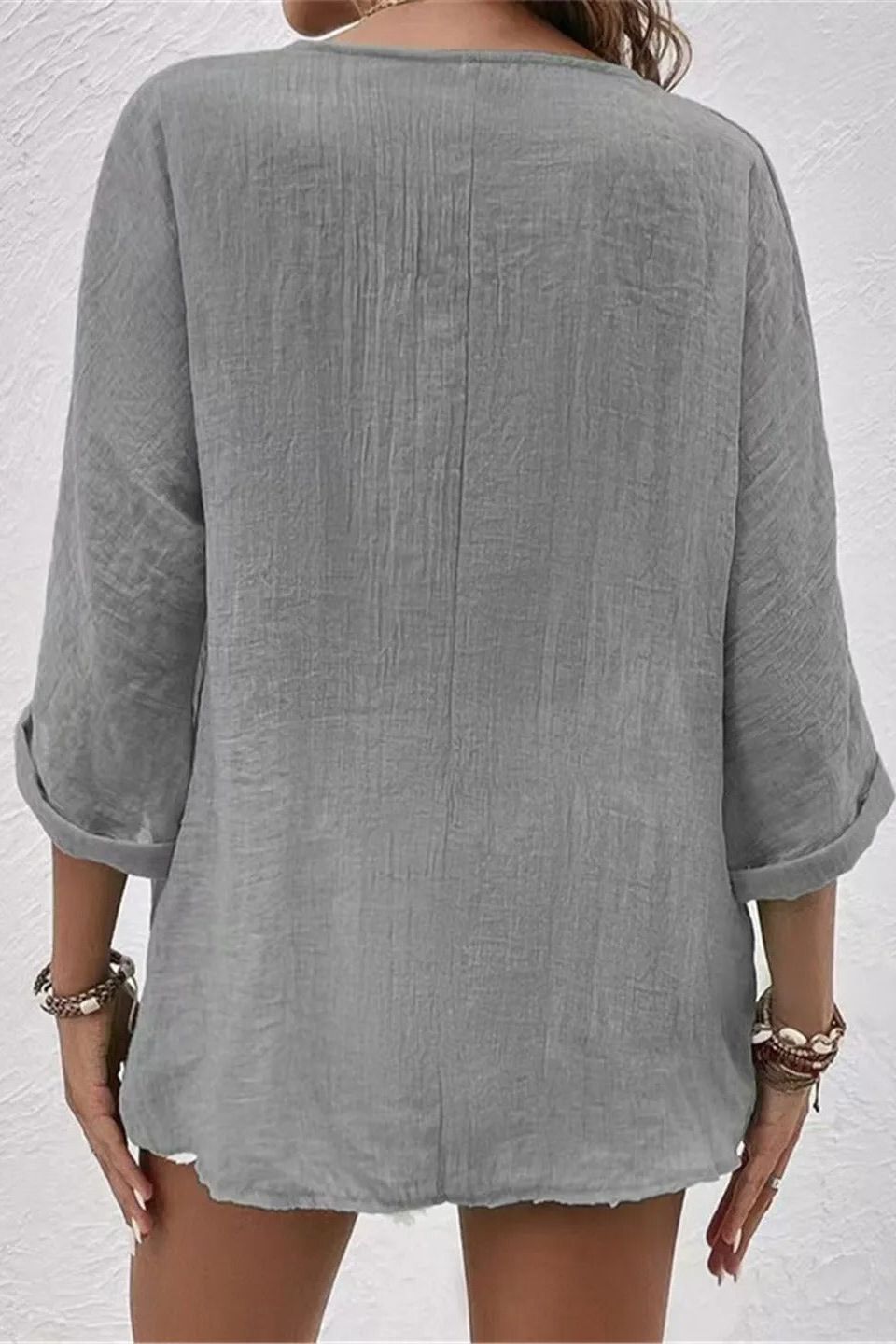 Coastal Breeze Button-Up Blouse