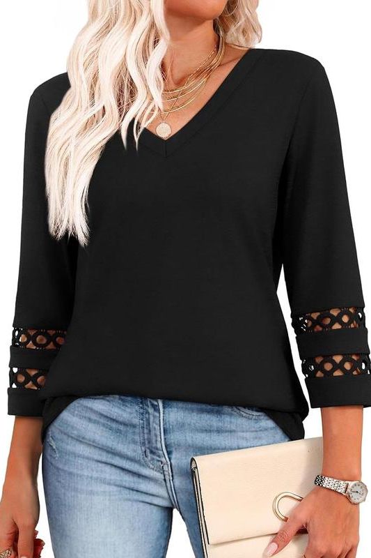 Top with Elegant Edge V-Neck