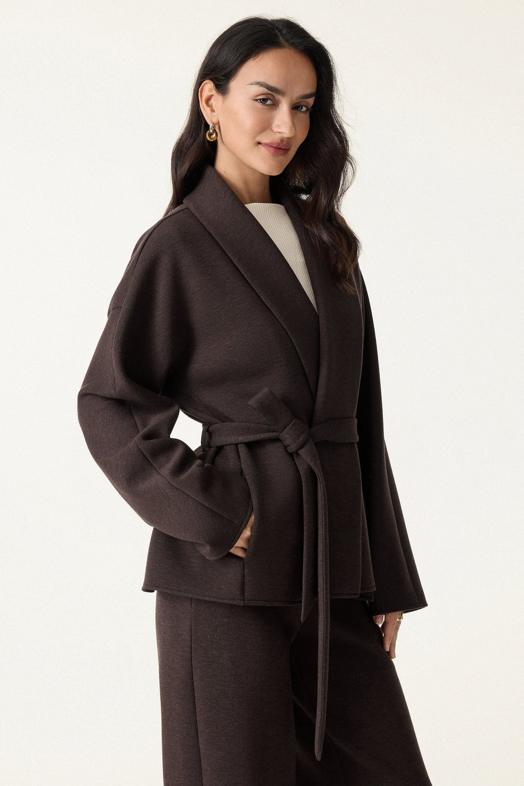 Shawl Collar Jacket with Belt
