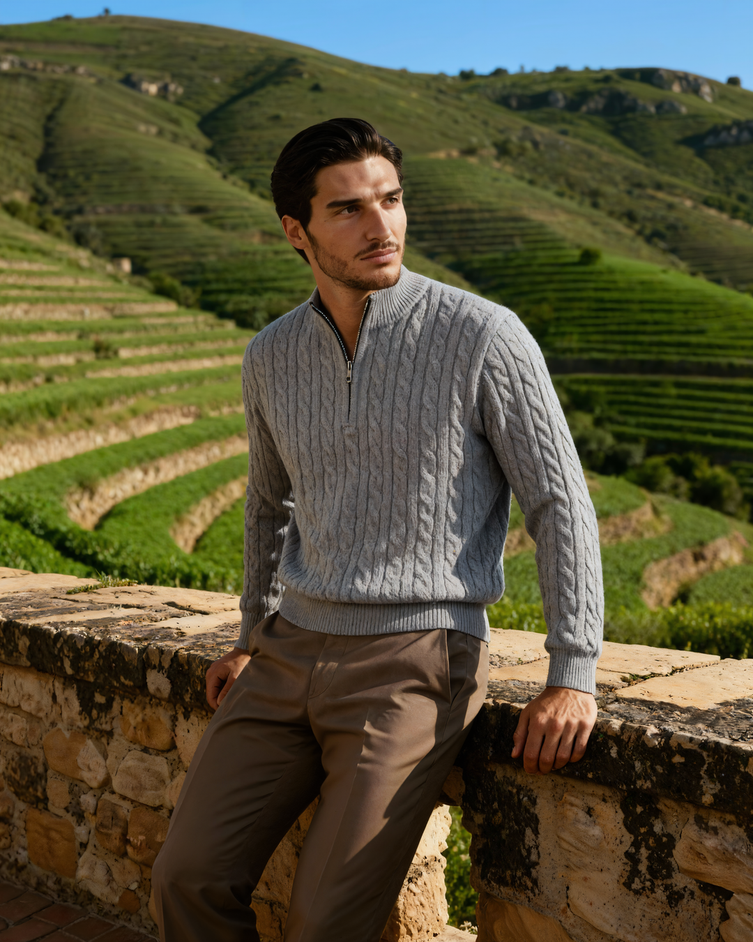 Cashmere Knit Half-Zip Sweater