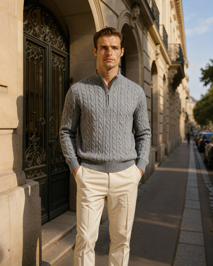 Cashmere Knit Half-Zip Sweater