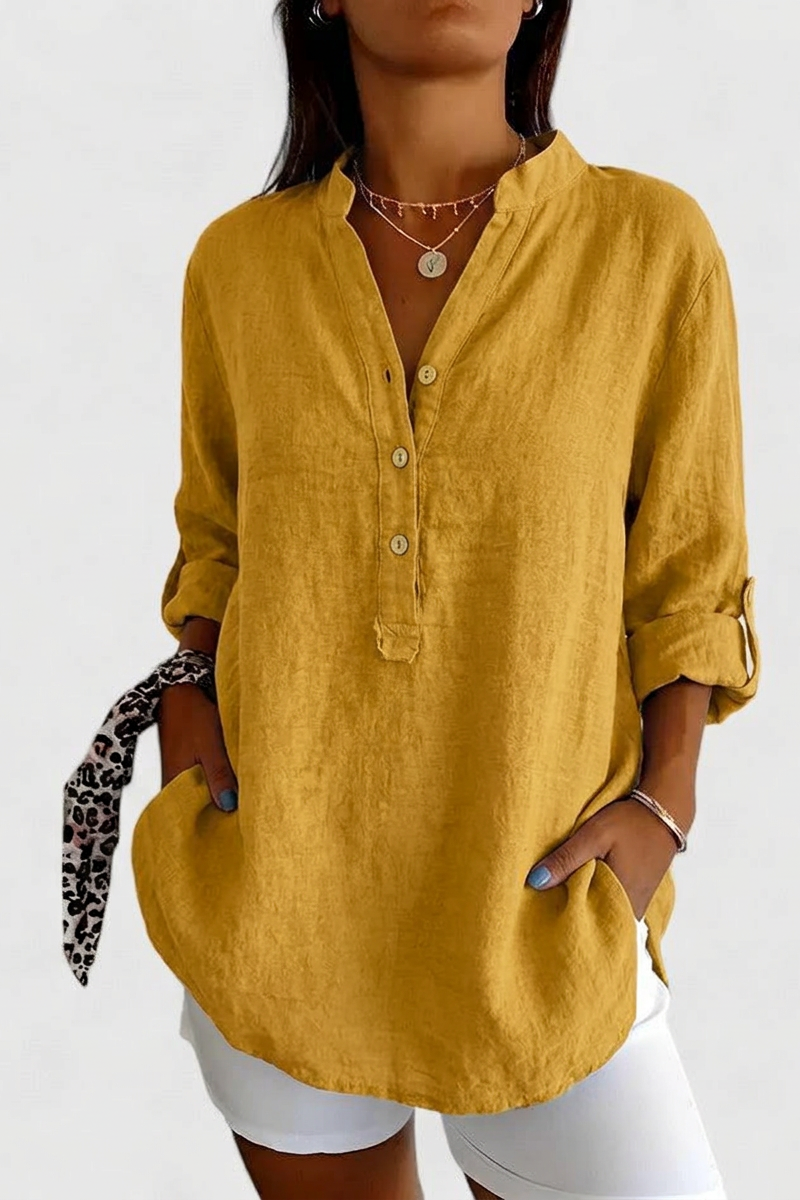 Linen Button-Up Blouse