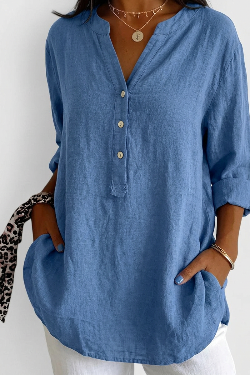 Linen Button-Up Blouse