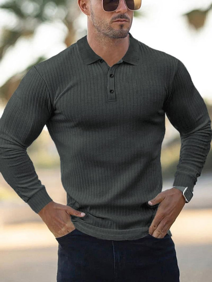 Chic Tailored Long-Sleeve Polo