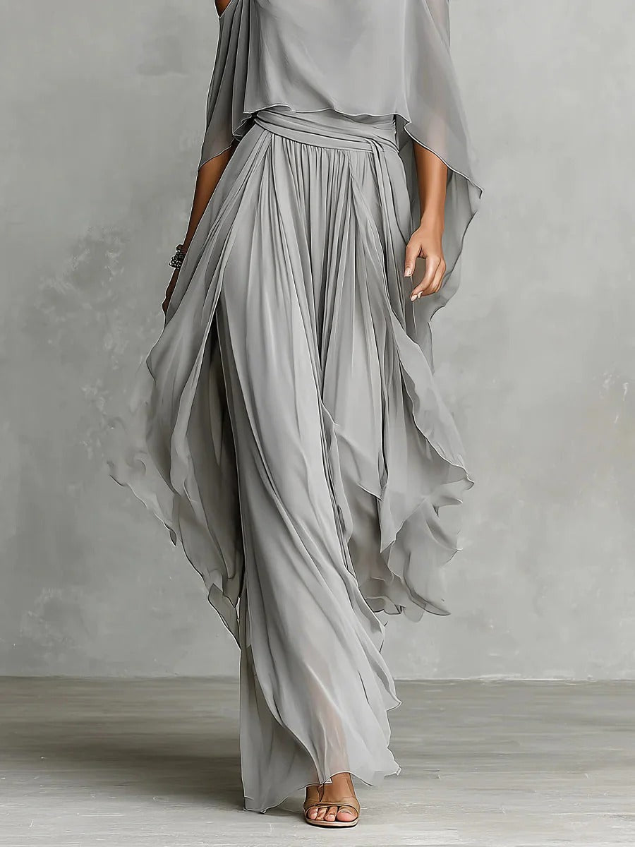 Eadith | Cold Shoulder Chiffon Maxi Dress