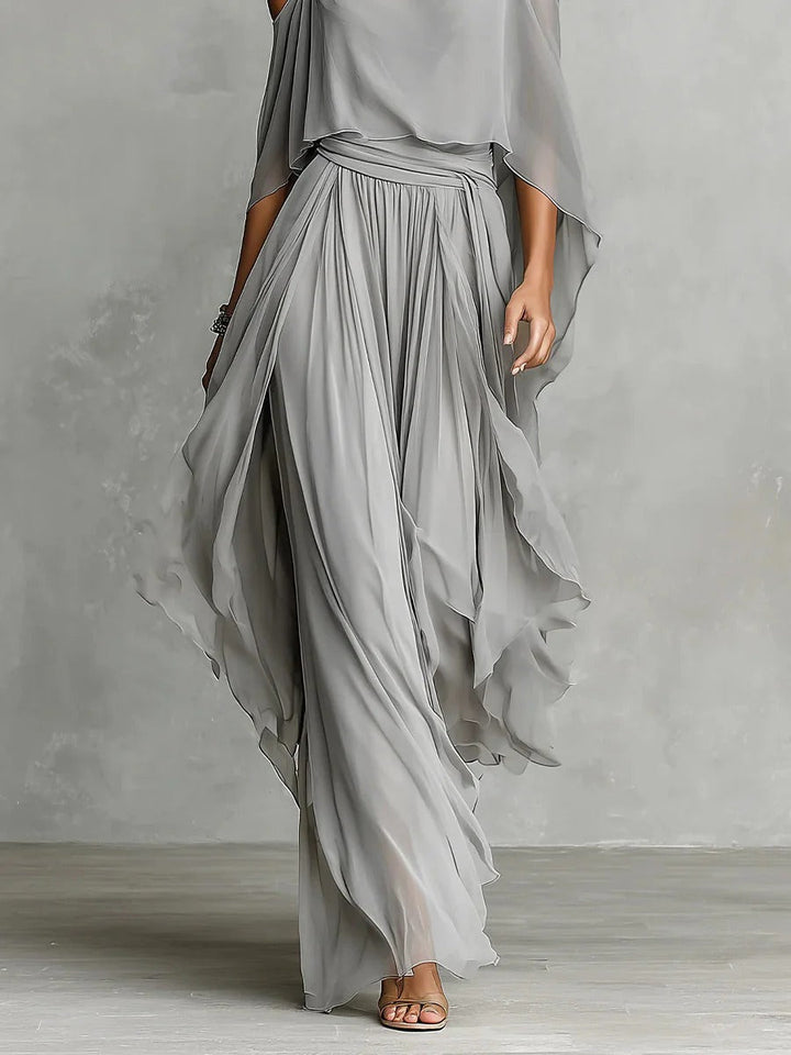Eadith | Cold Shoulder Chiffon Maxi Dress