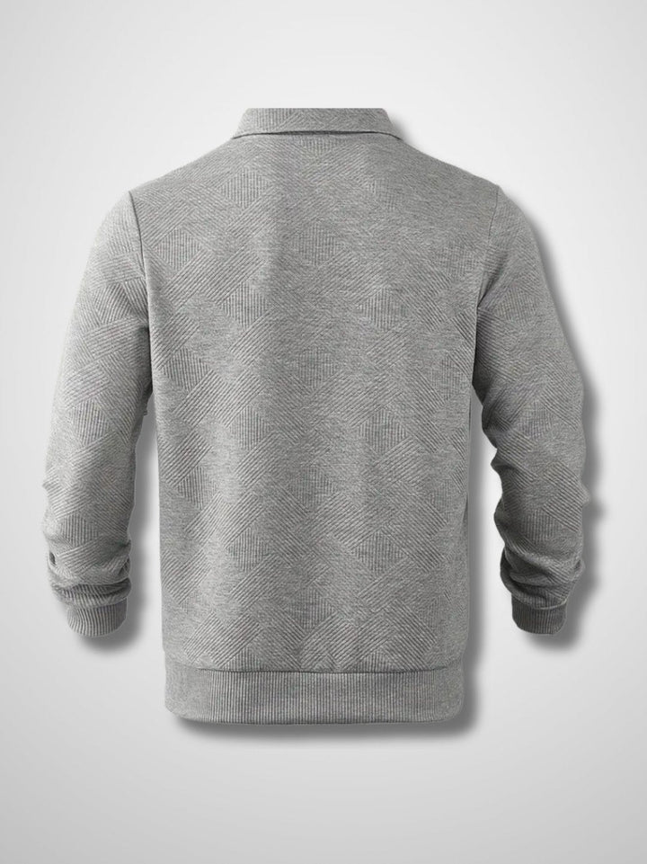 Geometric Pattern Half-Zip Knit Sweater