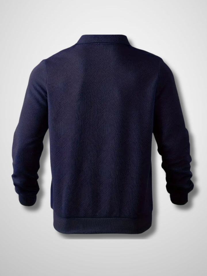 Geometric Pattern Half-Zip Knit Sweater