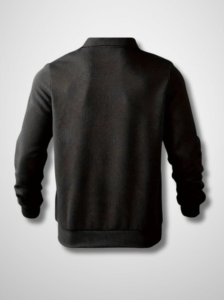 Geometric Pattern Half-Zip Knit Sweater