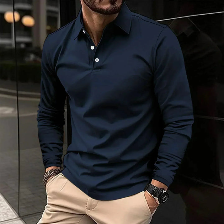 Contemporary Long-Sleeve Polo With Modern Fit