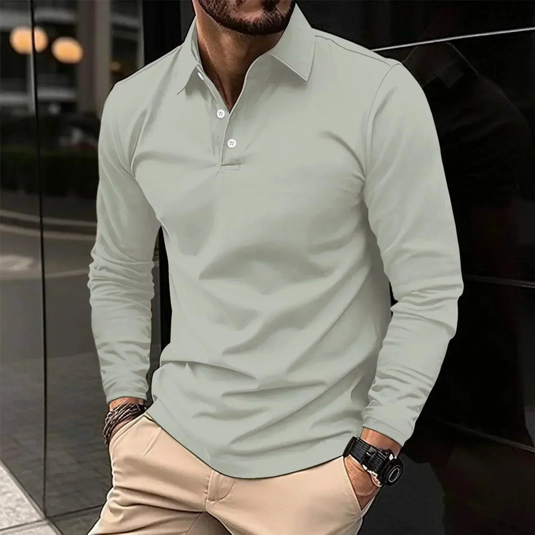 Contemporary Long-Sleeve Polo With Modern Fit